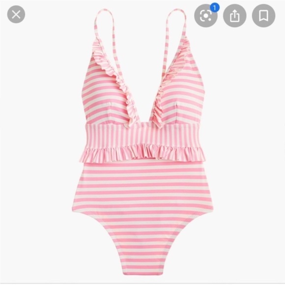 “J. CREW” Striped Ruffle Bathing Suit - Picture 4 of 16
